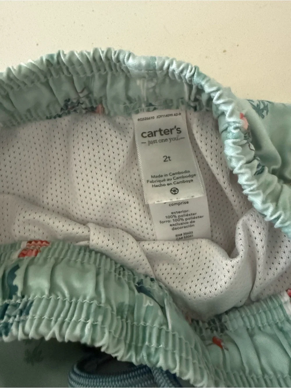 Carter's Mint Green Tropical Print Swim Trunks